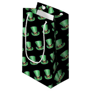 St. Paddy's Day Green Top Hat Pattern op Black Klein Cadeauzakje