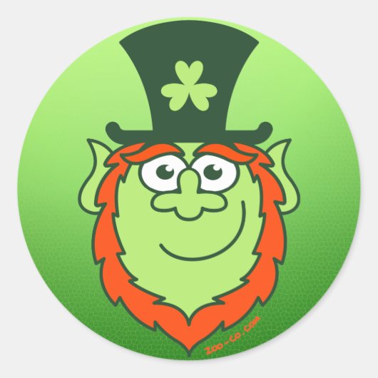 St Paddy's Day Leprechaun Lachend Ronde Sticker (Voorkant)