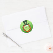 St Paddy's Day Leprechaun Lachend Ronde Sticker (Envelop)