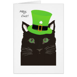St Paddy's Day, voor neef, Cuz, Cat draagt Pet