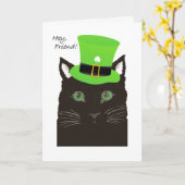St Paddy's Day, voor Vriend, Kat draagt Top Hoed Kaart (Gele Bloem)