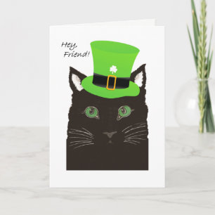 St Paddy's Day, voor Vriend, Kat draagt Top Hoed Kaart