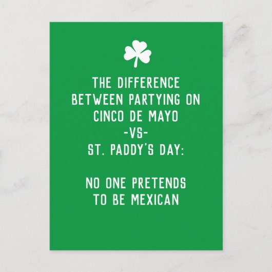 St. Paddy's Day vs Cinco de Mayo Briefkaart (Voorkant)