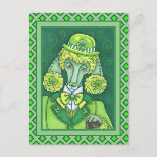 ST. PADDY'S IRISH GROENE FRANSE POODLE, LUCKY DOG FEESTDAGENKAART