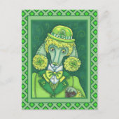 ST. PADDY'S IRISH GROENE FRANSE POODLE, LUCKY DOG FEESTDAGENKAART (Voorkant)