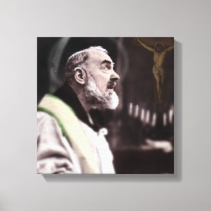 ST PADRE PIO CELEBRATING MASSA CANVAS AFDRUK