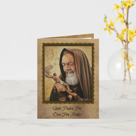 St. Padre Pio Gebed Kaart met quotes (Gele Bloem)