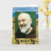 St. PADRE PIO Kaart (Gele Bloem)