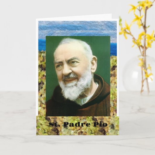 St. PADRE PIO Kaart (Gele Bloem)