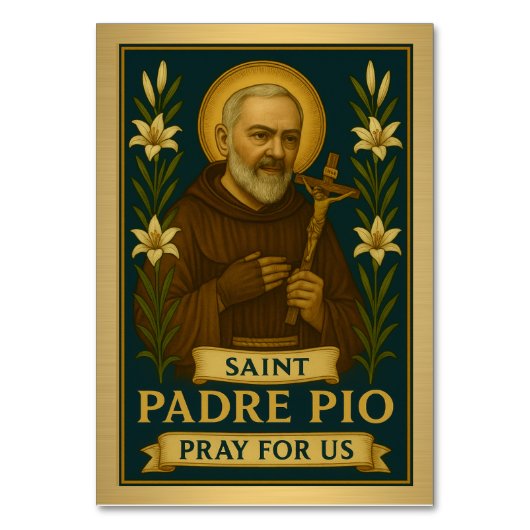 St. Padre Pio Katholieke Trouwtafel Kaart (Voorkant)