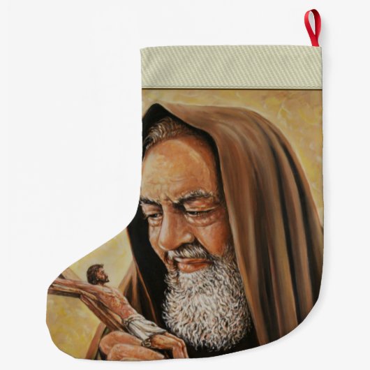 St. Padre Pio met Crucifix Grote Kerstsok (Achterkant)