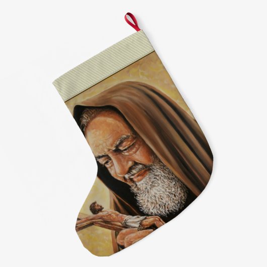 St. Padre Pio met Crucifix Grote Kerstsok (Achterkant (Hangend))