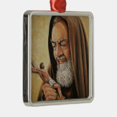 St. Padre Pio met Crucifix Metalen Ornament (Rechts)