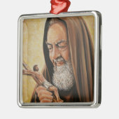 St. Padre Pio met Crucifix Metalen Ornament (Links)