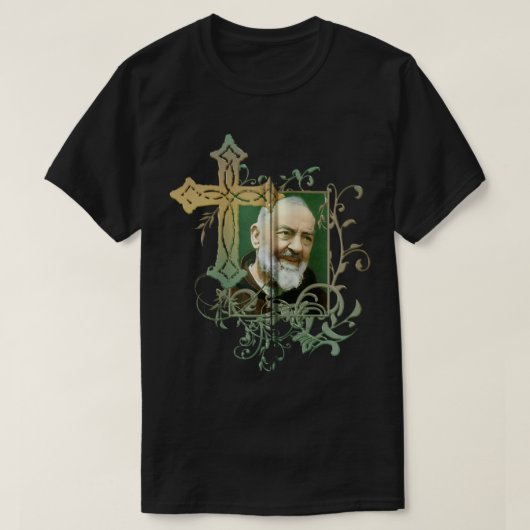St. Padre Pio Prayer Kruiskatholieken Heilige Zage T-shirt (Design voorkant)