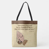 St. Padre Pio Praying Hands Religious Quote Tote Bag (Voorkant)