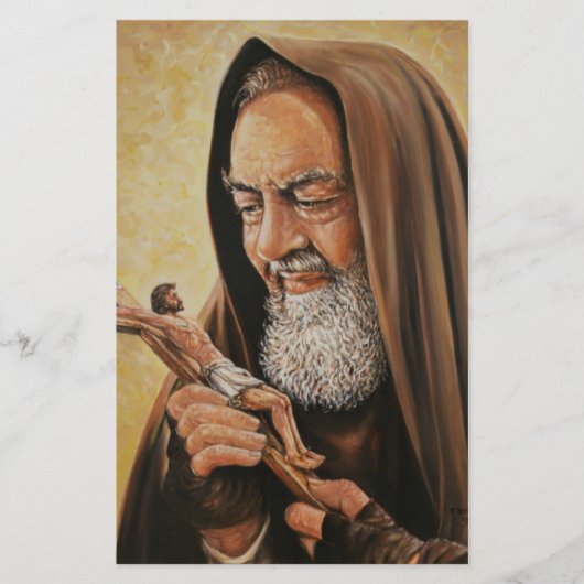 St. Padre Pio Priest Crucifix Briefpapier (Voorkant)