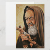 St. Padre Pio Priest Crucifix Briefpapier (Voorkant / Achterkant)