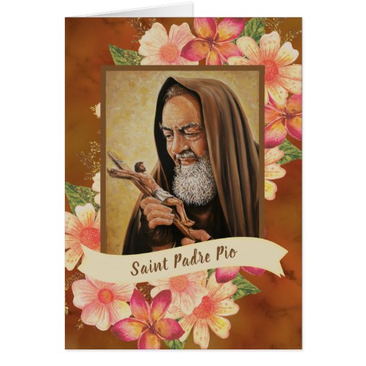 St. Padre Pio Priest Floral Crucifix Stigmata (Voorkant)