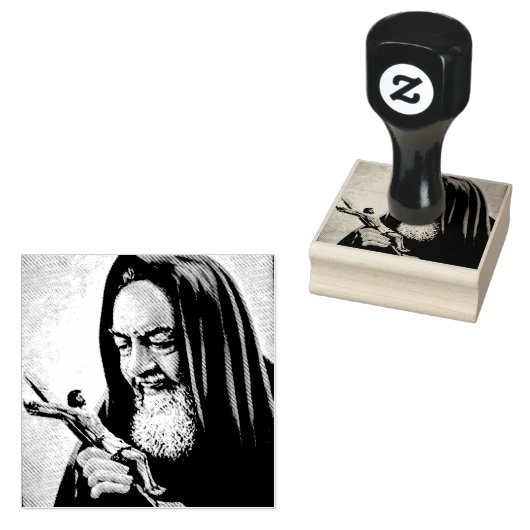 St. Padre Pio Priester Crucifix Rubberstempel (Gestempeld)