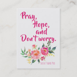 St. Padre Pio Quote met Flowers Heilige Kaart Visitekaartje