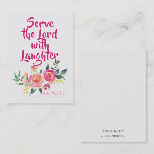 St. Padre Pio Quote met Flowers Heilige Kaart Visitekaartje (Voorkant / Achterkant)