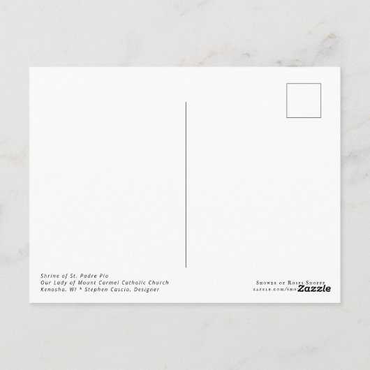 St. Padre Pio Shrine, Kenosha, Wi Briefkaart (Achterkant)