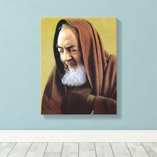 St. Padre Pio van Pietrelcina, Canvas Afdruk (Insitu (Houten vloer))