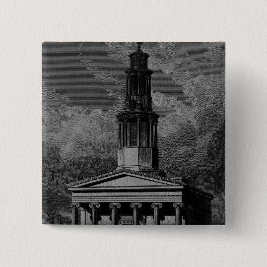 St. Pancrass Church, West Front Vierkante Button 5,1 Cm (Voorkant)