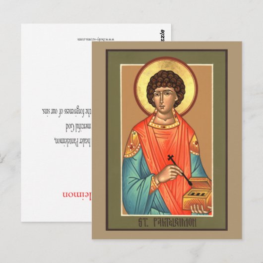 St. Panteleimon Prayer Card Briefkaart (Voorkant / Achterkant)
