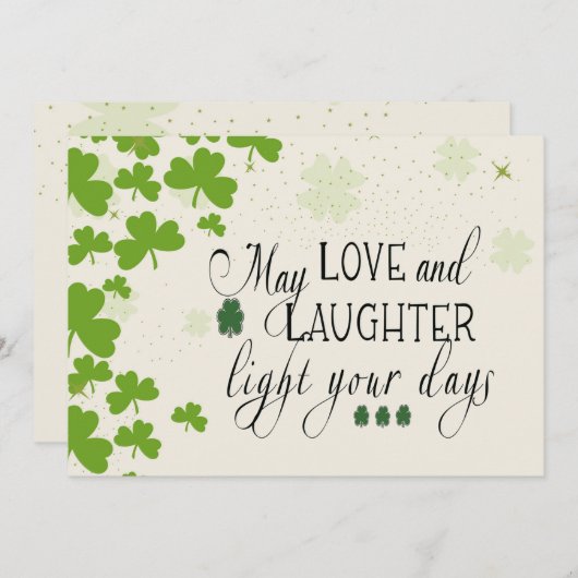 St Partick's Day Ierse zegen Groene Shamrocks Feestdagenkaart (Voorkant / Achterkant)