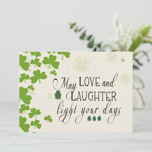 St Partick's Day Ierse zegen Groene Shamrocks Feestdagenkaart (Staand voorkant)