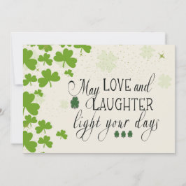 St Partick's Day Ierse zegen Groene Shamrocks Feestdagenkaart