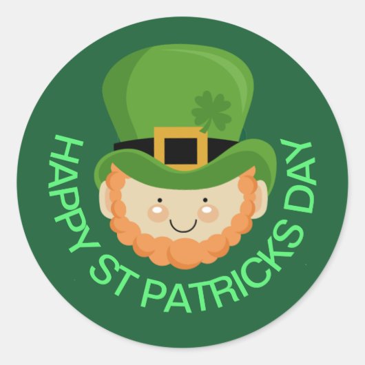 St. Pat ck's Day leprechaun Ronde Sticker (Voorkant)