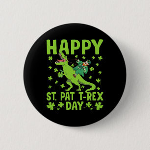 St Pat Trex Dag Dinosaur Saint Patricks Dag St Pat Ronde Button 5,7 Cm