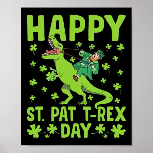 St Pat Trex Dag Dinosaur Saint Patricks Day St Pat Poster (Voorkant)