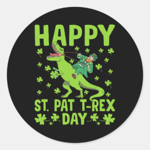 St Pat Trex Dag Dinosaurus St. Patricks Dag St Pat Ronde Sticker