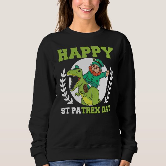 St Patrex Day Leprechaun Dino T Rex Trui (Voorkant)