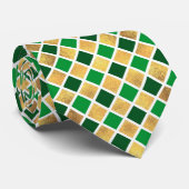 St. Patric Geometric Pattern Gold and Green Stropdas (Opgerold)