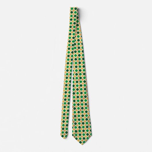 St. Patric Geometric Pattern Gold and Green Stropdas (Achterkant)