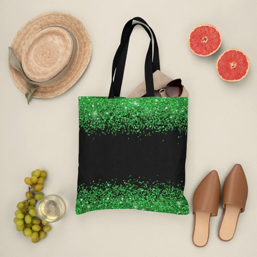 st patricadag , groen glitterig zwart patroon tote bag