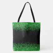 st patricadag , groen glitterig zwart patroon tote bag (Voorkant)