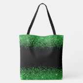 st patricadag , groen glitterig zwart patroon tote bag (Achterkant)