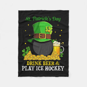 St Patrick#39; s Day Drink Bierspel IJshockey plez Fleece Deken