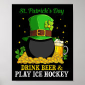 St Patrick#39; s Day Drink Bierspel IJshockey plez Poster (Voorkant)