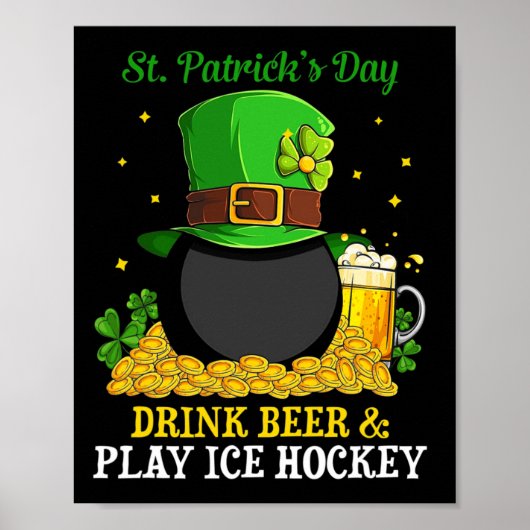 St Patrick#39; s Day Drink Bierspel IJshockey plez Poster (Voorkant)