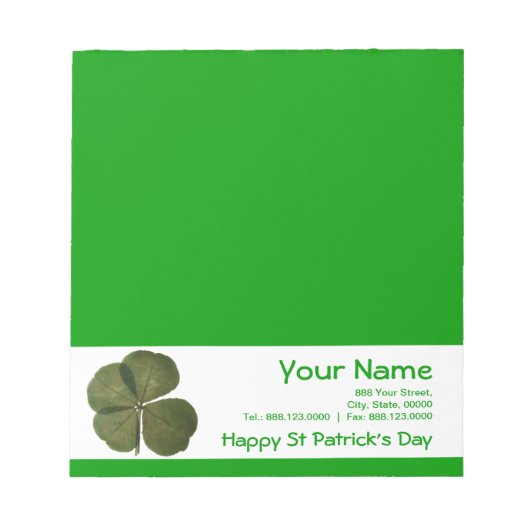 St Patrick 4 Leaf Clover Get Lucky Corporate Noteb Notitieblok (Voorkant)