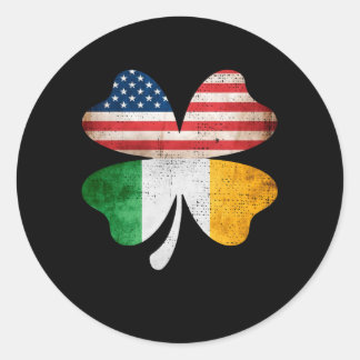 St Patrick Amerikaanse vlag Ierse vlag klaver Ronde Sticker