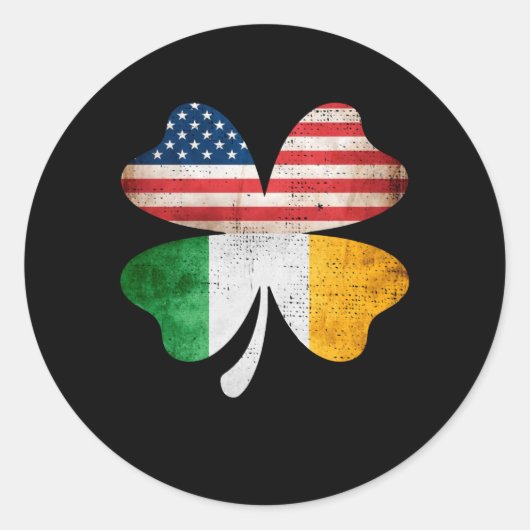 St Patrick Amerikaanse vlag Ierse vlag klaver Ronde Sticker (Voorkant)