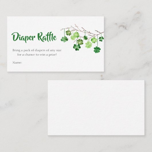 St. Patrick Baby shower Diaper Raffle Visitekaartje (Voorkant / Achterkant)
